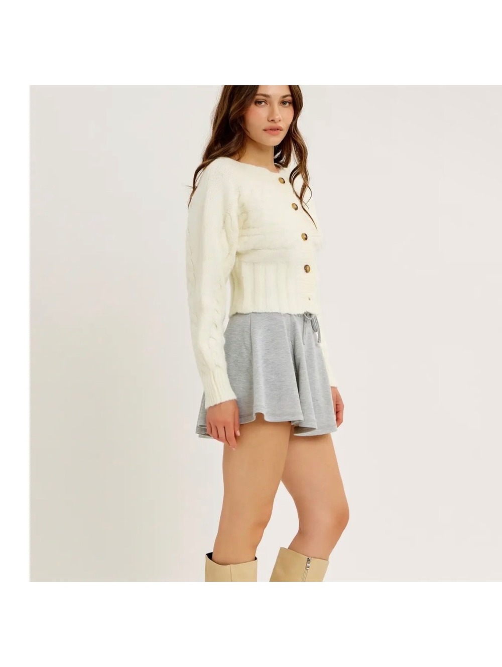 Idem Ditto Ivory Cable Knit Cardigan 20” Pit to Pit Size s m l